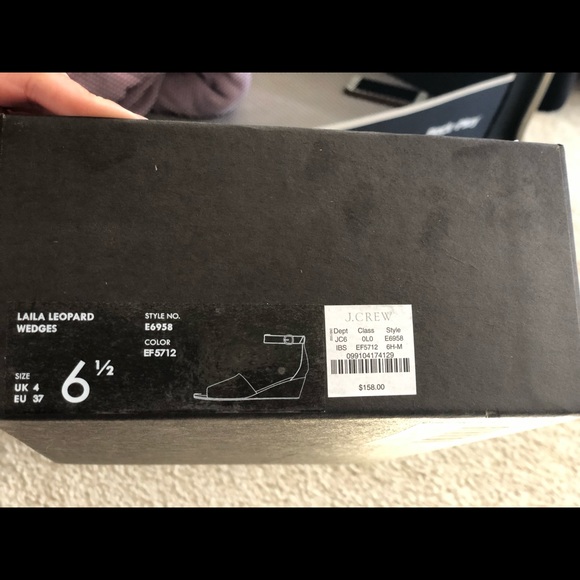 J.Crew Laila Leopard Wedges with adjustable Ankle strap. size 6.5 - Picture 2 of 5